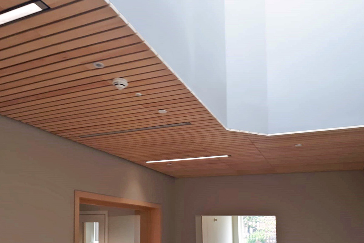 Timber Strip Ceiling Detail around Skylight